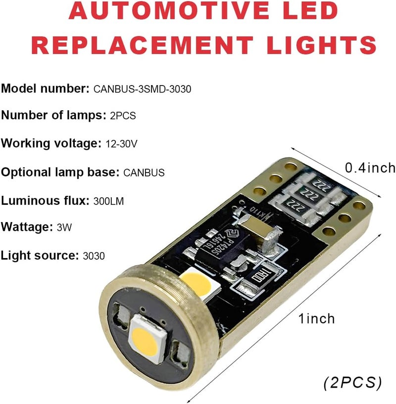 ZNDAW 2 قطع لمبة LED 194، ساطعة للغاية T10 168 2825 W5W لمبات ضوء خريطة باب LED، داخلية خالية من الأخطاء 6000K شريحة 3030 بديل لمبات ضوء لوحة الترخيص (أبيض) - Image 2